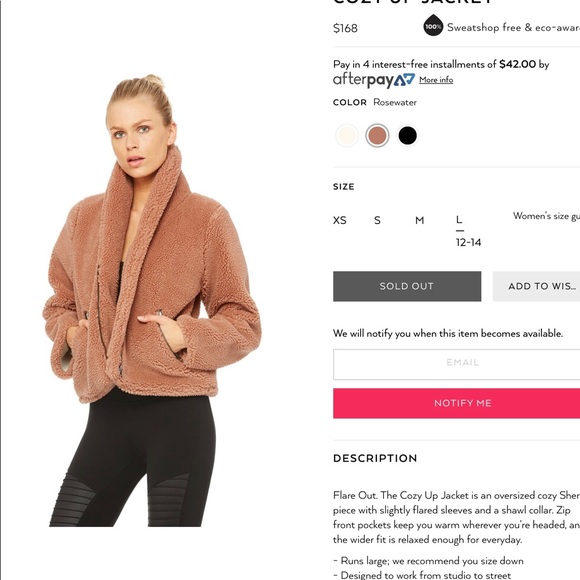 alo yoga cozy up jacket